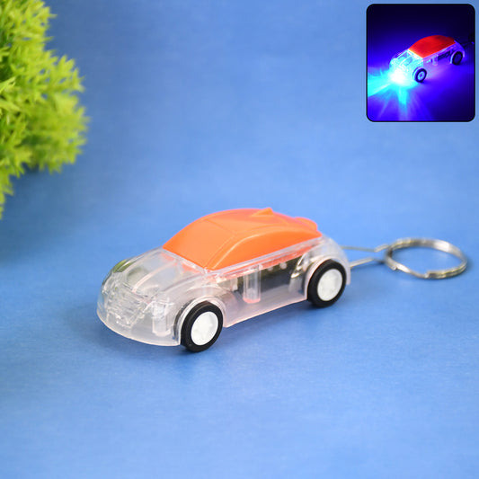 Mini Car Shape LED Keychain Light Flashing Headlights Toy Key Ring for Kids, Bags, Keys and Return Gifts (1 Pc Random Color)