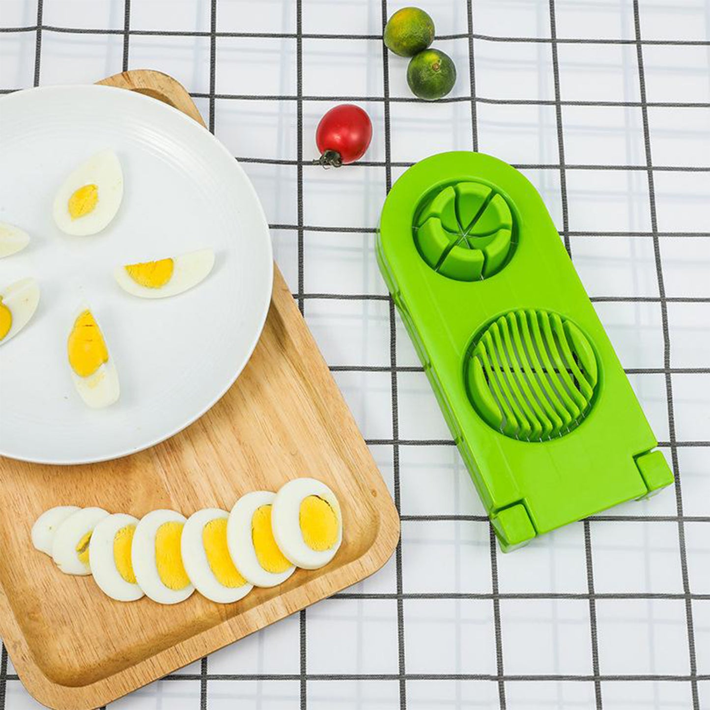 2 in 1 Double Cut Boiled Egg Cutter and Slicer with Stainless Steel Wire – Easy Egg Slicing Tool for Kitchen Use