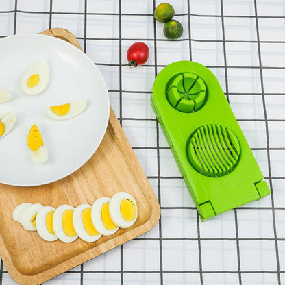 2 in 1 Double Cut Boiled Egg Cutter and Slicer with Stainless Steel Wire – Easy Egg Slicing Tool for Kitchen Use