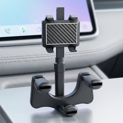 360 Degree Car Rear View Mirror Mobile Phone Holder Adjustable Secure Fit
