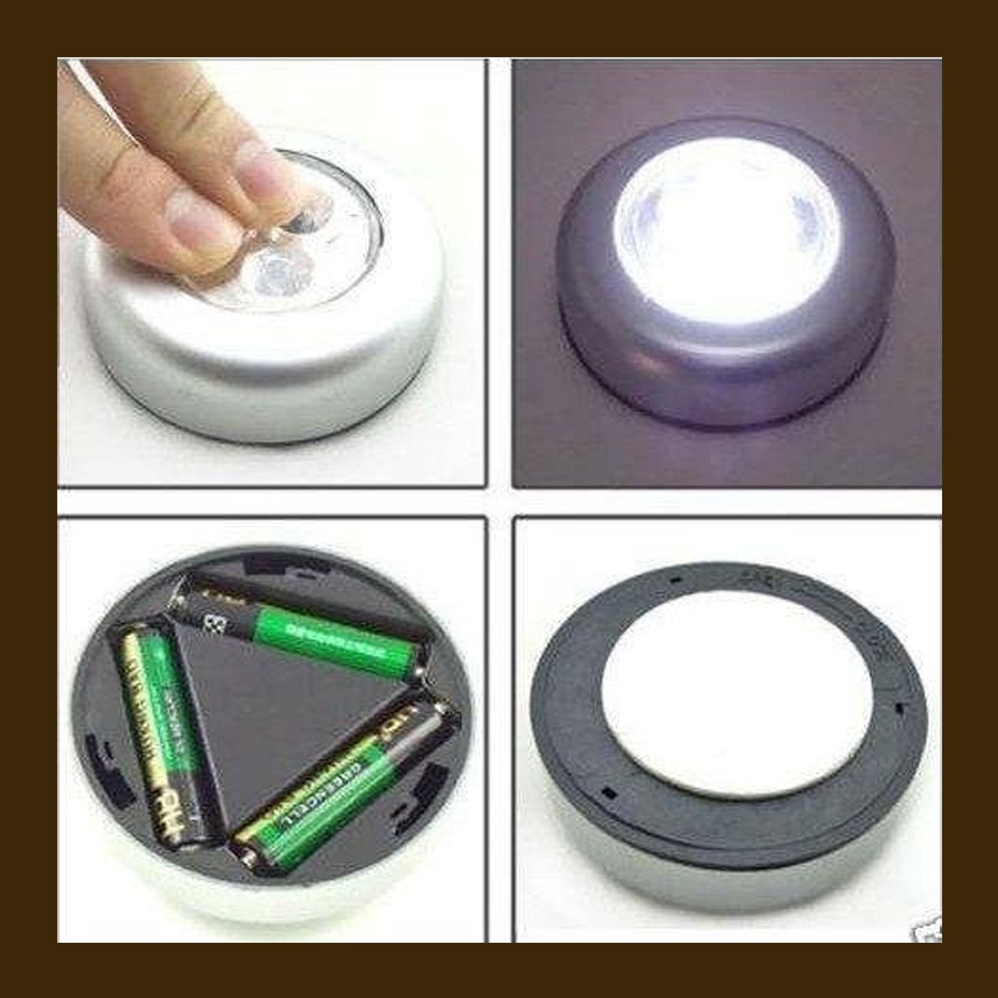 Round LED Battery Powered Stick Tap Night Light Wireless Push Light for Bedroom Kitchen Wardrobe Closet Cabinet Car and Camping (1 Piece)