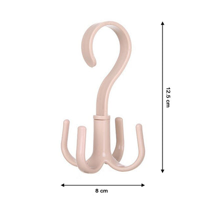 4 Claw 360 Degree Rotating Purse Rack and Handbag Hanger Hook | Multi Function Closet Organizer for Bags, Belts, Scarves, Ties and Accessories (1 Pc)