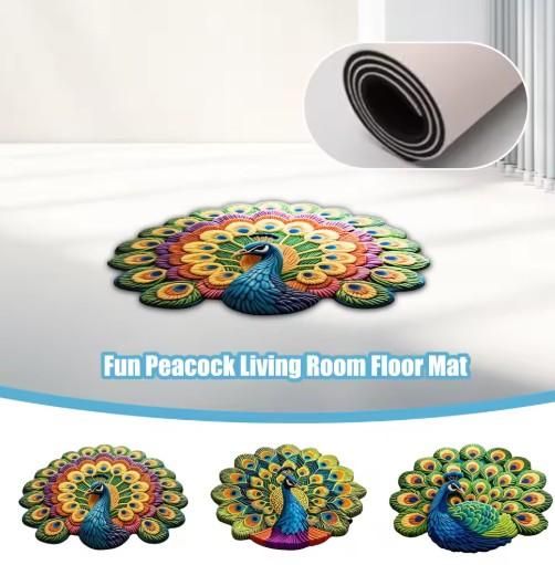 Non-Slip Peacock Design Floor Mat – Decorative Rubber Door & Multipurpose Mat (Pack of 2)