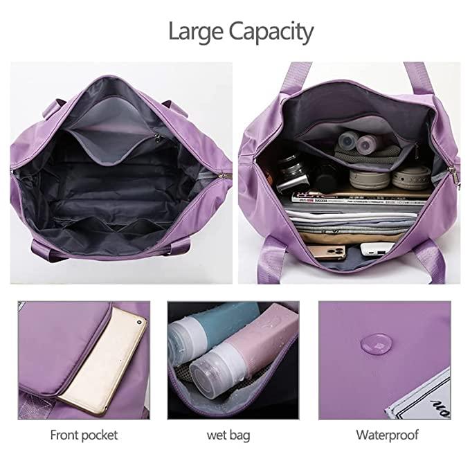 Nylon Travel Duffle Bag – 22 cm Foldable - Lavender