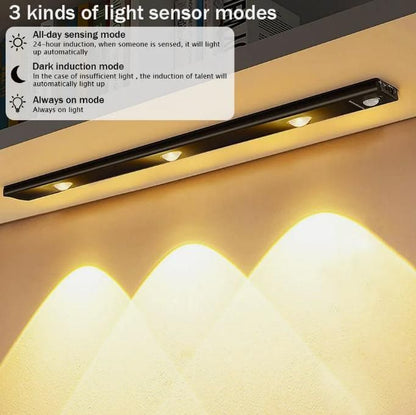 LED PIR Motion Sensor Cabinet Light with USB Rechargeable | Stick-On Wireless Closet Light | Warm & White Lighting | Dimmable, Energy Saving (Pack of 1)