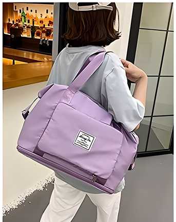Nylon Travel Duffle Bag – 22 cm Foldable - Lavender