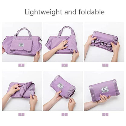 Nylon Travel Duffle Bag – 22 cm Foldable - Lavender