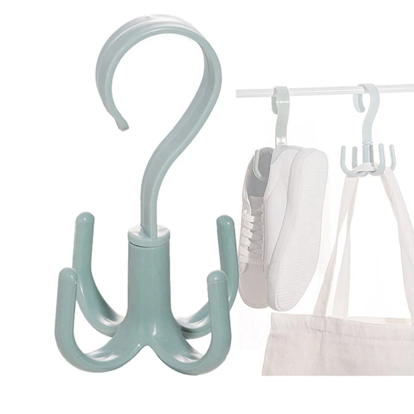 4 Claw 360 Degree Rotating Purse Rack and Handbag Hanger Hook | Multi Function Closet Organizer for Bags, Belts, Scarves, Ties and Accessories (1 Pc)