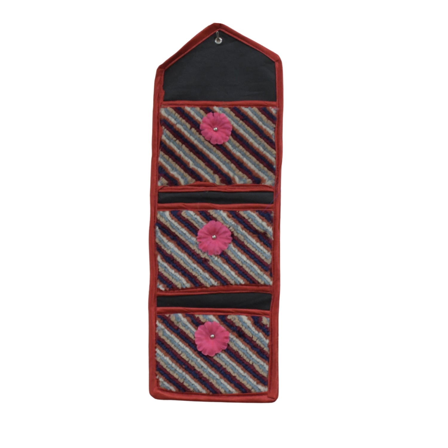 Foldable Hanging Organizer with 3 Compartments | Wall Hanging Document Holder and Magazine Organizer | Multi Pocket Letter Storage Bag for Home, Office, Dorm and Classroom