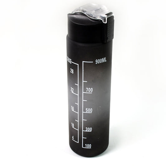 Plastic Black Motivational Water Bottle With Straw (900 Ml) | BPA-Free Tritan | Leakproof | Portable Gym & Outdoor Bottle