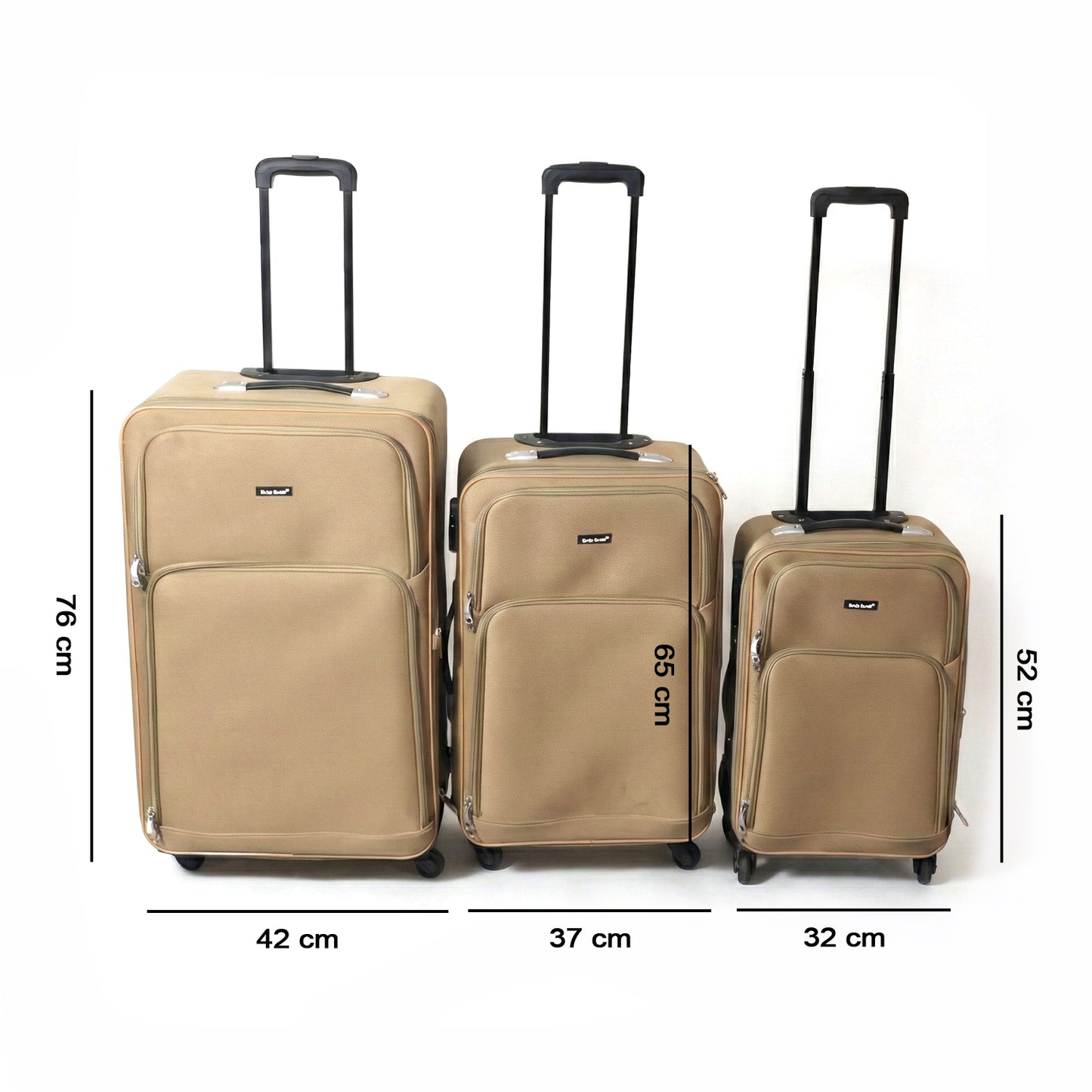 3 Piece Soft Side Trolley Luggage Set with Smooth Rolling Wheels Retractable Handle Travel Suitcase Set for Family Business and Vacation Travel