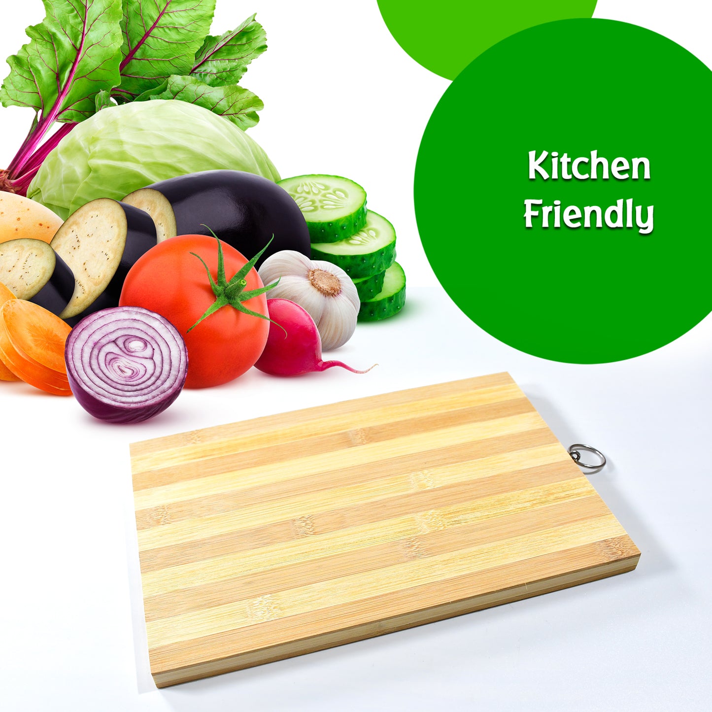Natural Bamboo Wood Chopping Cutting Board for Kitchen Meat, Vegetables, Fruits, Cheese and Bread BPA Free (1 Pc)