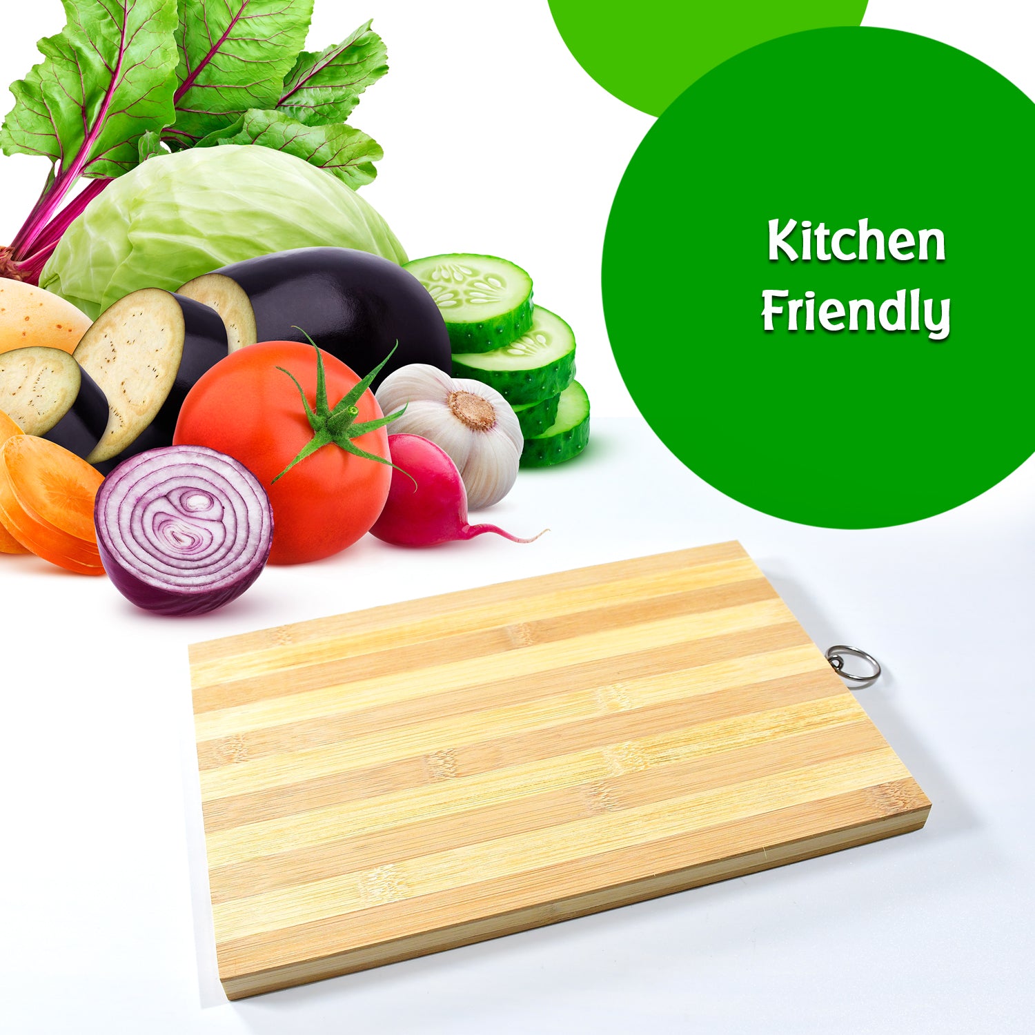 Natural Bamboo Wood Chopping Cutting Board for Kitchen Meat, Vegetables, Fruits, Cheese and Bread BPA Free (1 Pc)