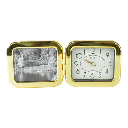 Portable Foldable Desk Clock Battery Operated Quartz Table Clock Compact Travel Clock for Home, Office, Study Desk and Bedroom (1 Pc)