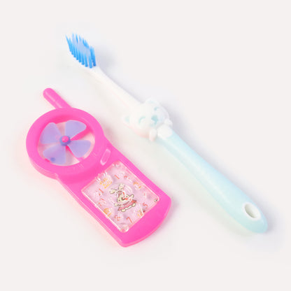 Kids Toothbrush and Fan Toy Set – Fun and Interactive Oral Care Combo for Kids | Includes Bear-Themed Toothbrush and Colorful Fan Toy | Perfect for Little Ones