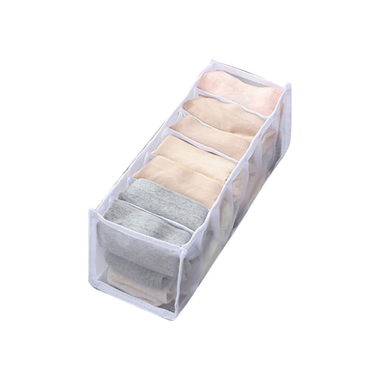 7 Section Hanging Laundry Bag Foldable Clothes Storage Organizer with Multiple Compartments for Laundry Sorting Home Wardrobe Travel Use (1 Pc)