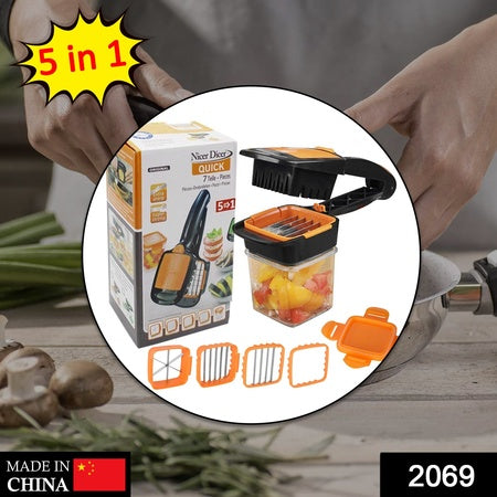 5 In 1 Nicer Dicer Vegetable and Fruit Cutter Slicer Chopper and Shredder Multipurpose Kitchen Tool Pack of 1