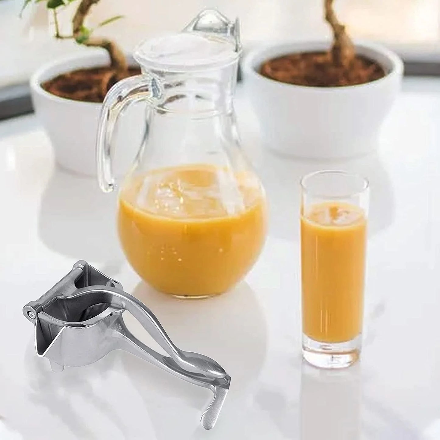 Manual Aluminium Fruit Press Juicer Citrus Lemon Orange Squeezer Hand Press Juicer with Filter Bags and PP Liner Pack of 1