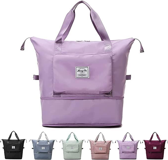 Nylon Travel Duffle Bag – 22 cm Foldable - Lavender