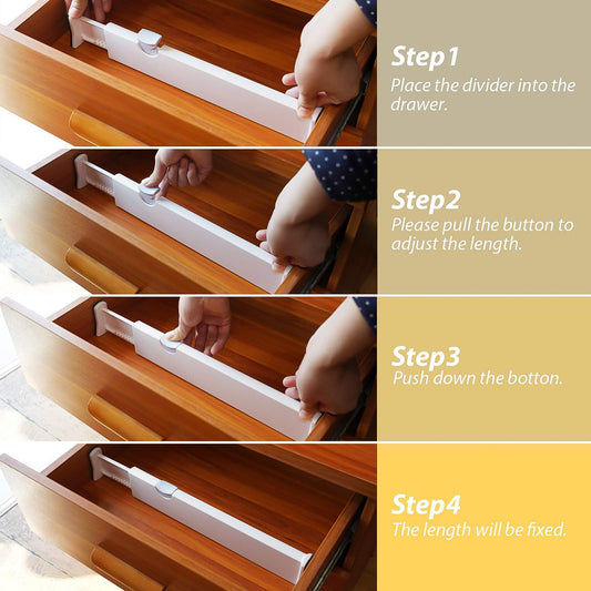 Expandable Drawer Dividers for Home and Office | Adjustable and Versatile Storage Organizers for Desk, Kitchen, and Bathroom Drawers | Space-Saving Multi-Compartment Divider Set (1 Pc)