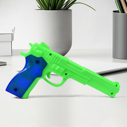 Medium Plastic Manual Toy Pistol Gun with 5 Soft Suction Dart Bullets for Kids – Safe Target Shooting Toy Set (1 Set)