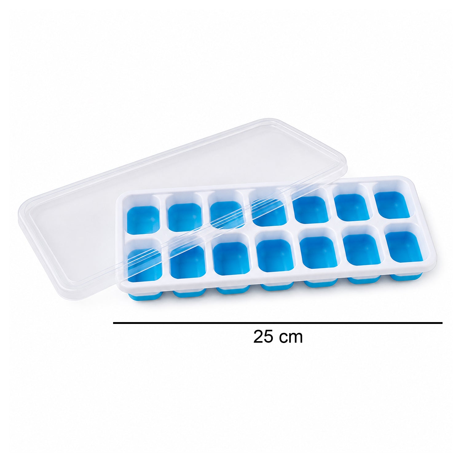 Multipurpose Plastic Ice Cube Tray with Lid, 14 Grid Easy Release Ice Maker Tray for Freezer, Chocolate, Jelly, Frozen Treats and Beverage Cooling (1 Pc)