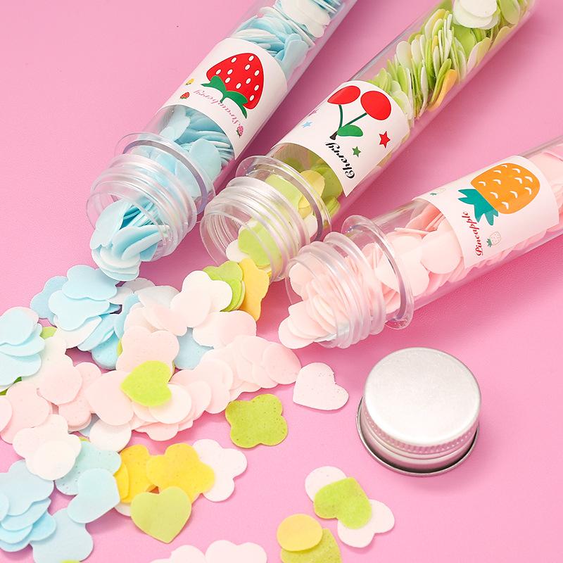 Portable Hand Washing Bath Flower Shape Paper Soap Strips in Test Tube Bottle – Scented Travel Soap Sheets for Hand Cleaning, Bath and Outdoor Hygiene (1 Pc)