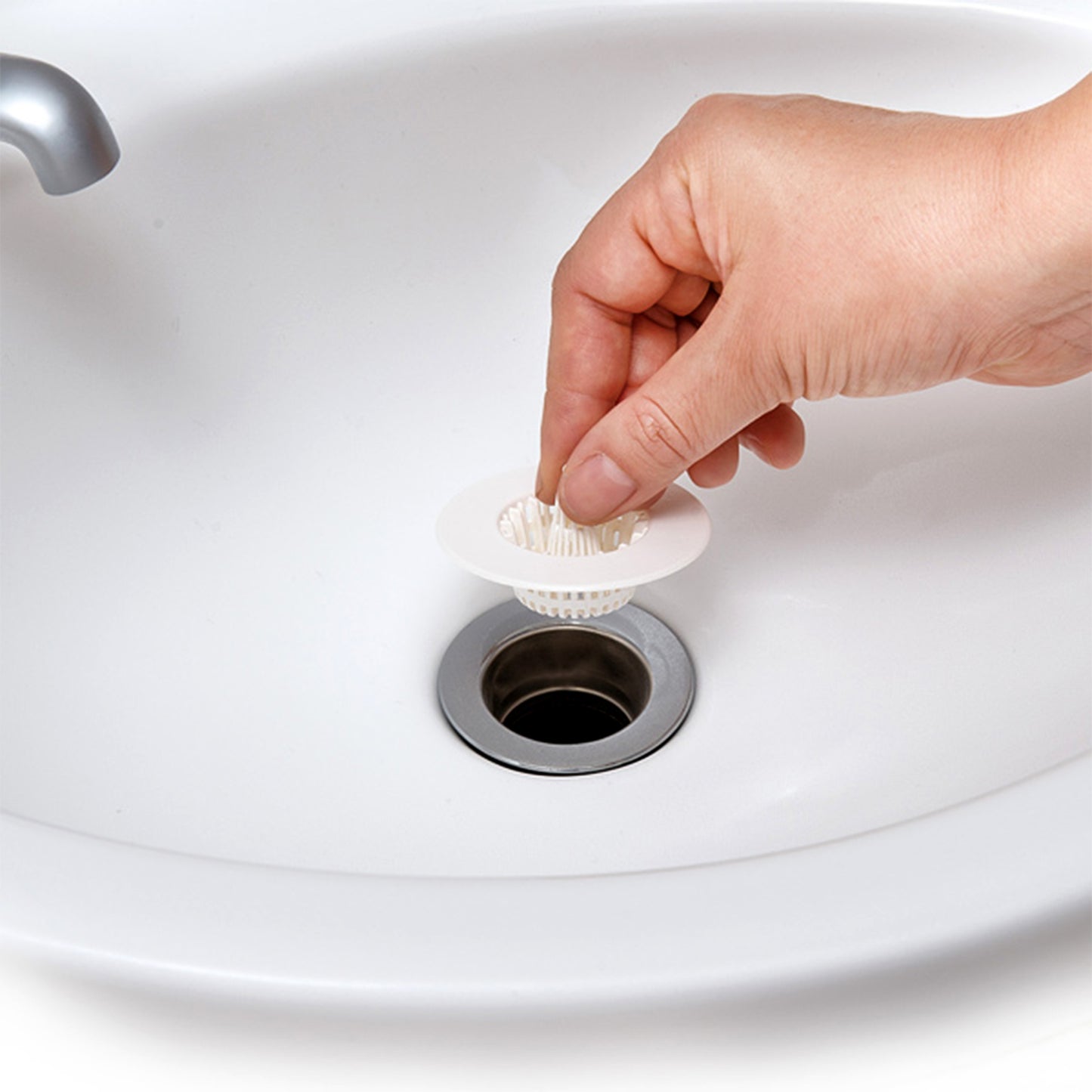 5 Pcs Multipurpose Sink Drain Hair Catcher & Strainer Filter – White Plastic Anti-Clog Basket Cover for Wash Basin, Kitchen Sink, Bathroom & Floor Drain (30~45 mm)
