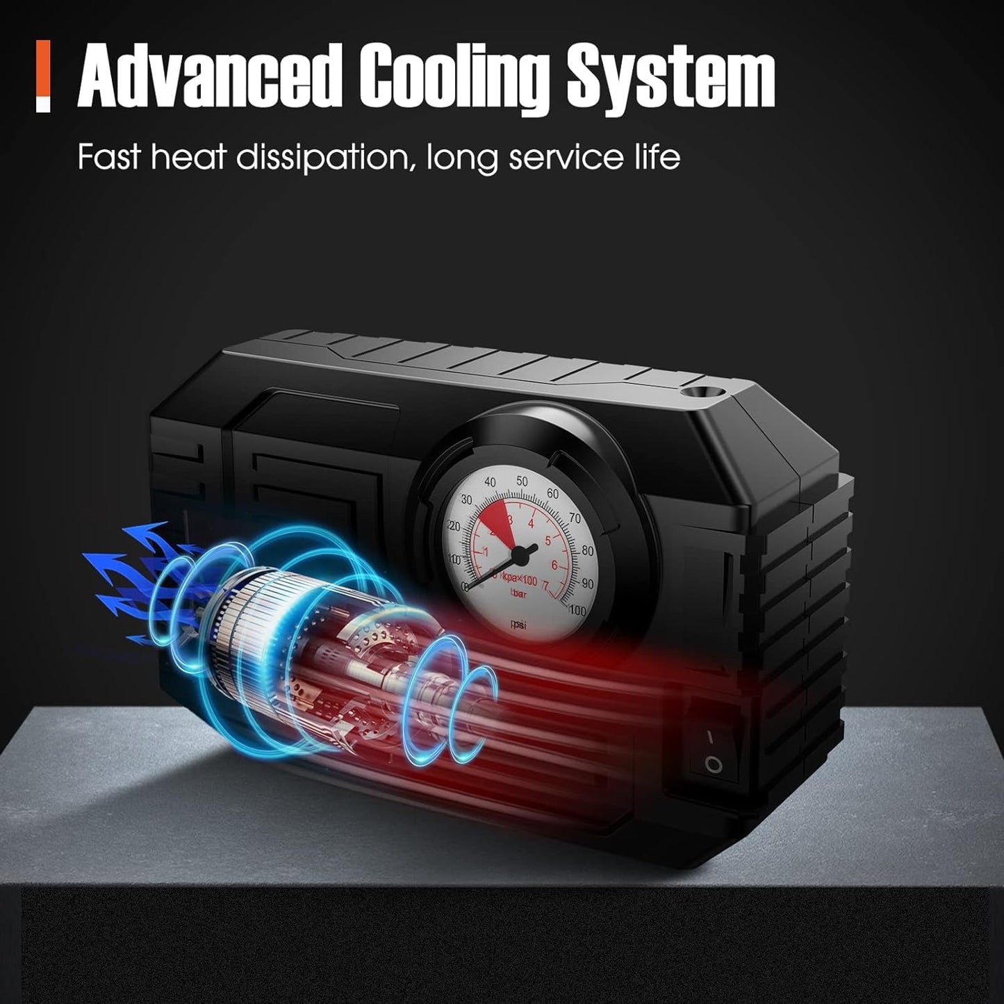 Portable 12V Tire Inflator Air Compressor with LED Light and Pressure Gauge for Car, Bike, Bicycle, Balloons and Sports Balls (1 Pc)