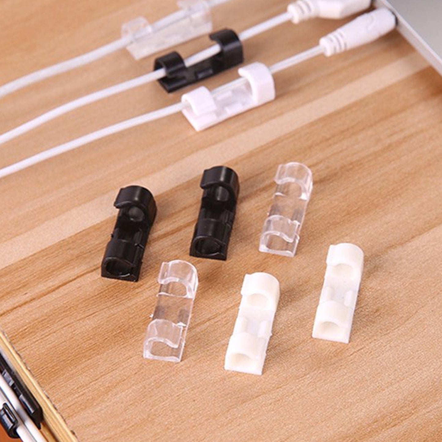 Self Adhesive Cable Clips Wire Organizer Cord Holder Strong Adhesive Cable Management Clips for USB Charging Cables TV Wires Office Home and Car (20 Pcs)