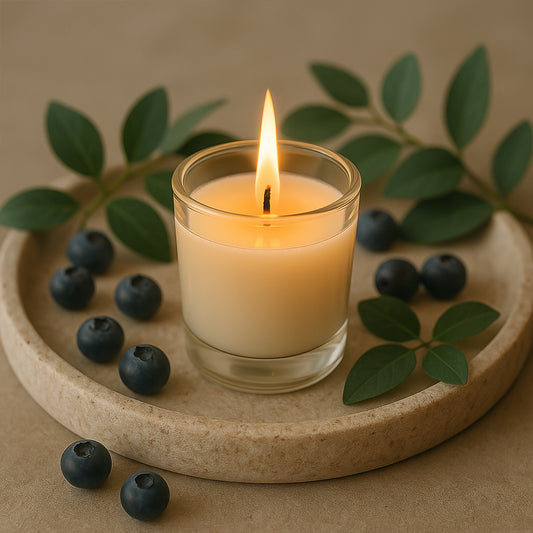 Inlief Blueberry Soy-blend Votive Candle Glass 50 Gm (1 Pc) Hand-Poured Aromatherapy Candle in Clear Glass | Cozy Fragrance • Clean Burn • Gift-Ready