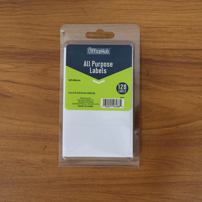 Premium All Purpose Adhesive White Labels – 128 Self Adhesive Stickers (1 x 2.75 Inch) – Writable, Easy Peel, Durable Label Stickers for Home, Office, School and Mailing Organization