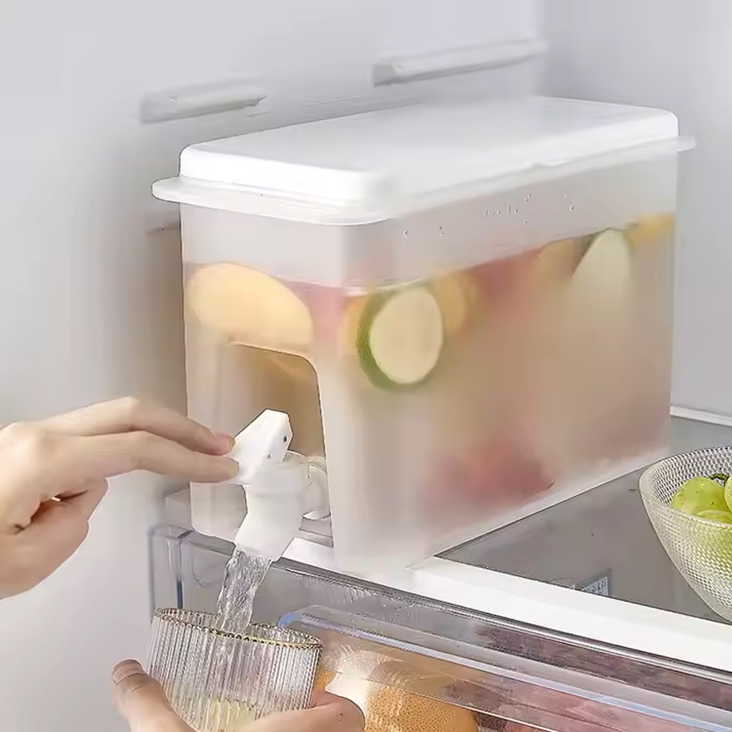 Drink Dispenser Portable Water Jug with Faucet 3.5 Litre Refrigerator Beverage Dispenser for Juice Lemonade and Cold Drinks