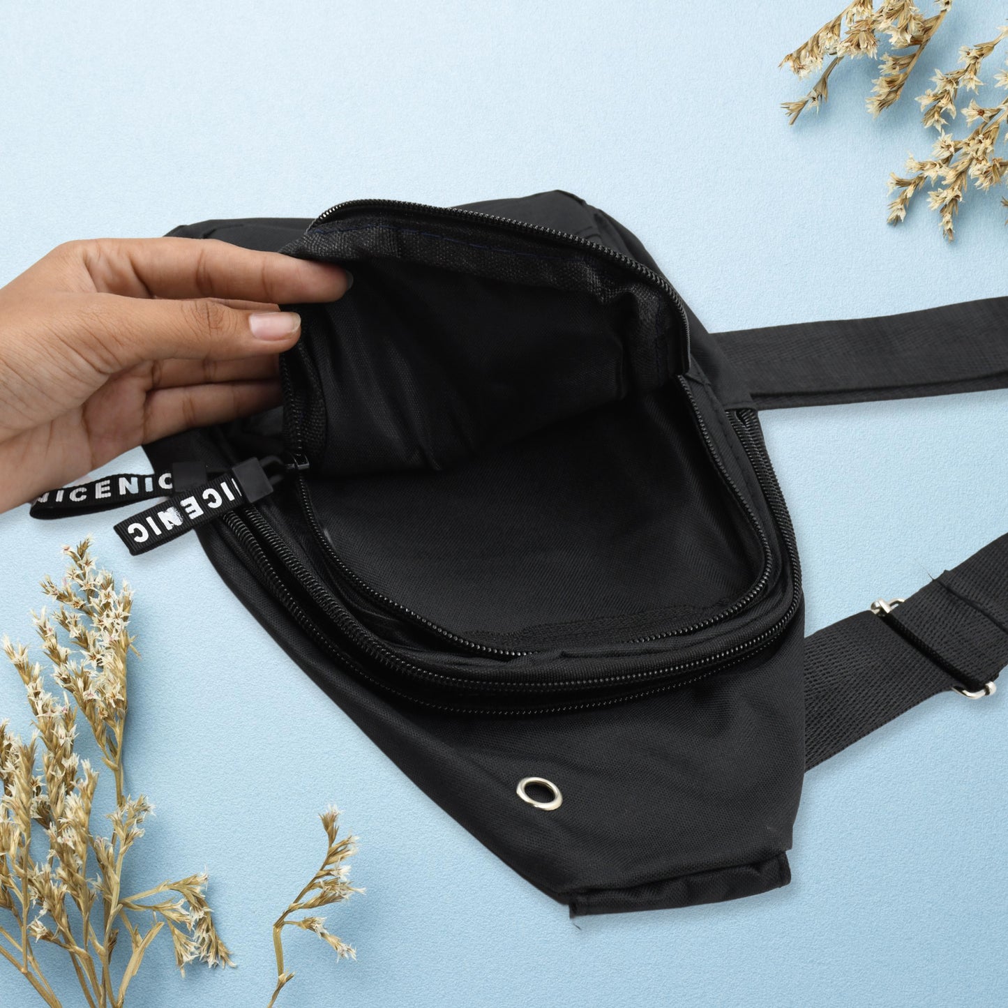 Waterproof Anti-Theft Crossbody Sling Bag with USB Charging Port, Earphone Port and Four Zipper Pockets for Men and Women
