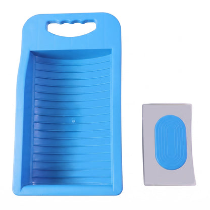 Portable Plastic Mini Washing Board with Soap Holder, Anti-Slip Handheld Laundry Scrub Board for Socks, Underwear, Baby Clothes and Delicate Garments (1 Pc)