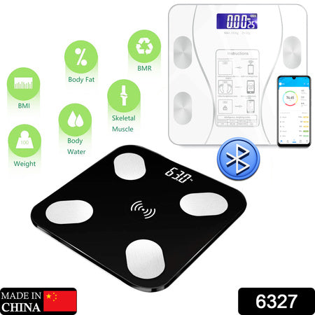 Bluetooth Smart Body Fat Scale Digital BMI Weight Machine with Body Composition Analyzer and OKOK App Support for iOS and Android (1 Pc)