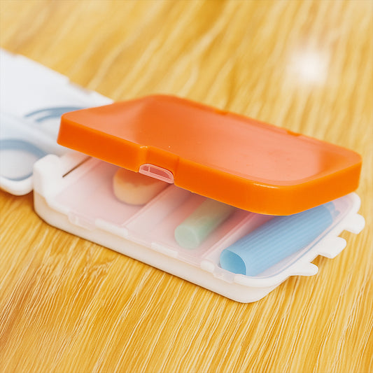 Portable Orange Dual-Sided Pill Organizer Box – 8-Compartment Pocket Medicine Case with Secure Snap Locks – Moisture-Resistant, BPA-Free Plastic Travel Storage for Daily Vitamins, Tablets and Small Essentials