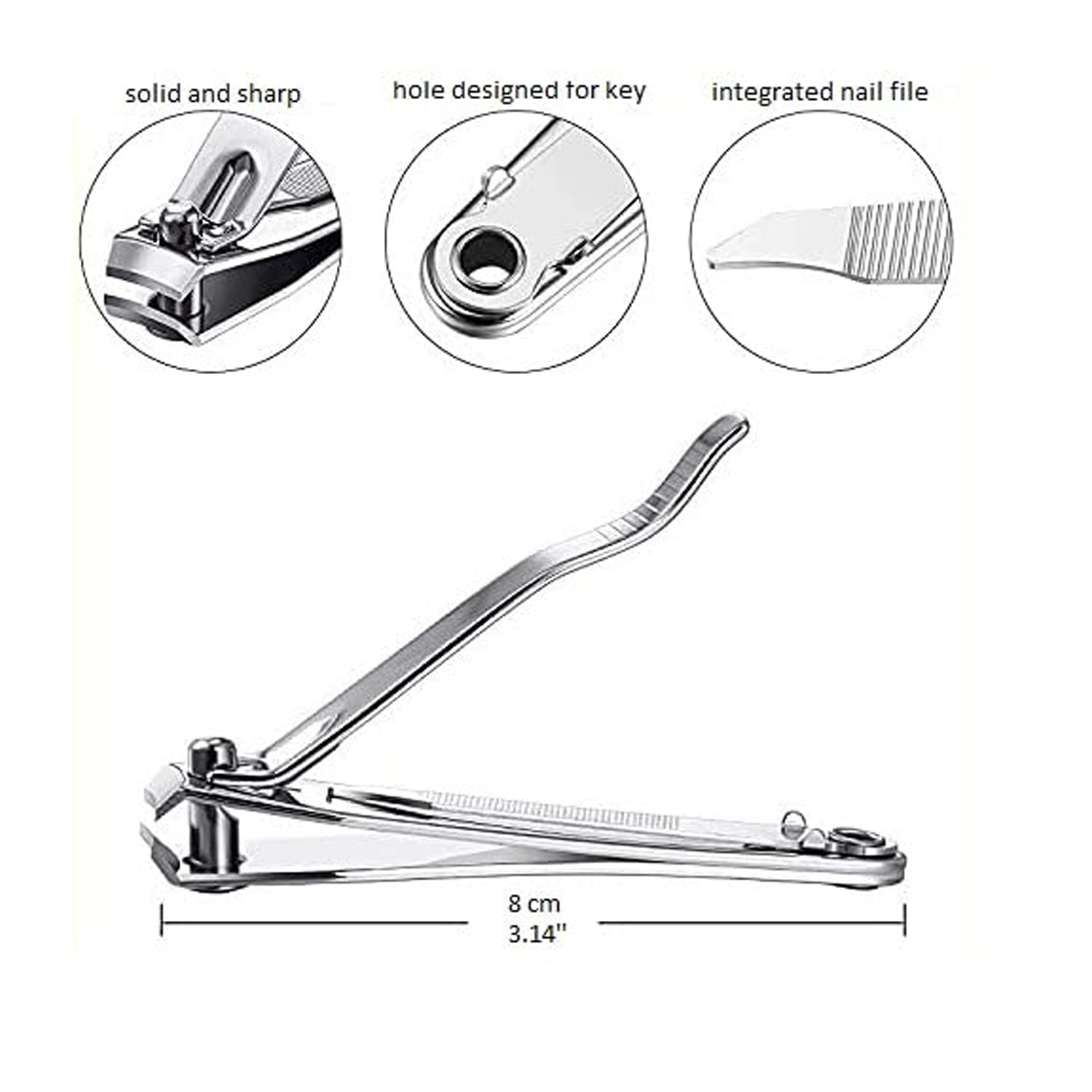 Premium Heavy-Duty Stainless Steel Nail Cutter with Built-In Nail File | Sharp Anti-Slip Nail Clipper for Fingernails, Toenails, Clean Trimming & Precise Grooming (1 Pc)