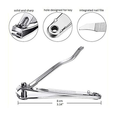 Premium Heavy-Duty Stainless Steel Nail Cutter with Built-In Nail File | Sharp Anti-Slip Nail Clipper for Fingernails, Toenails, Clean Trimming & Precise Grooming (1 Pc)
