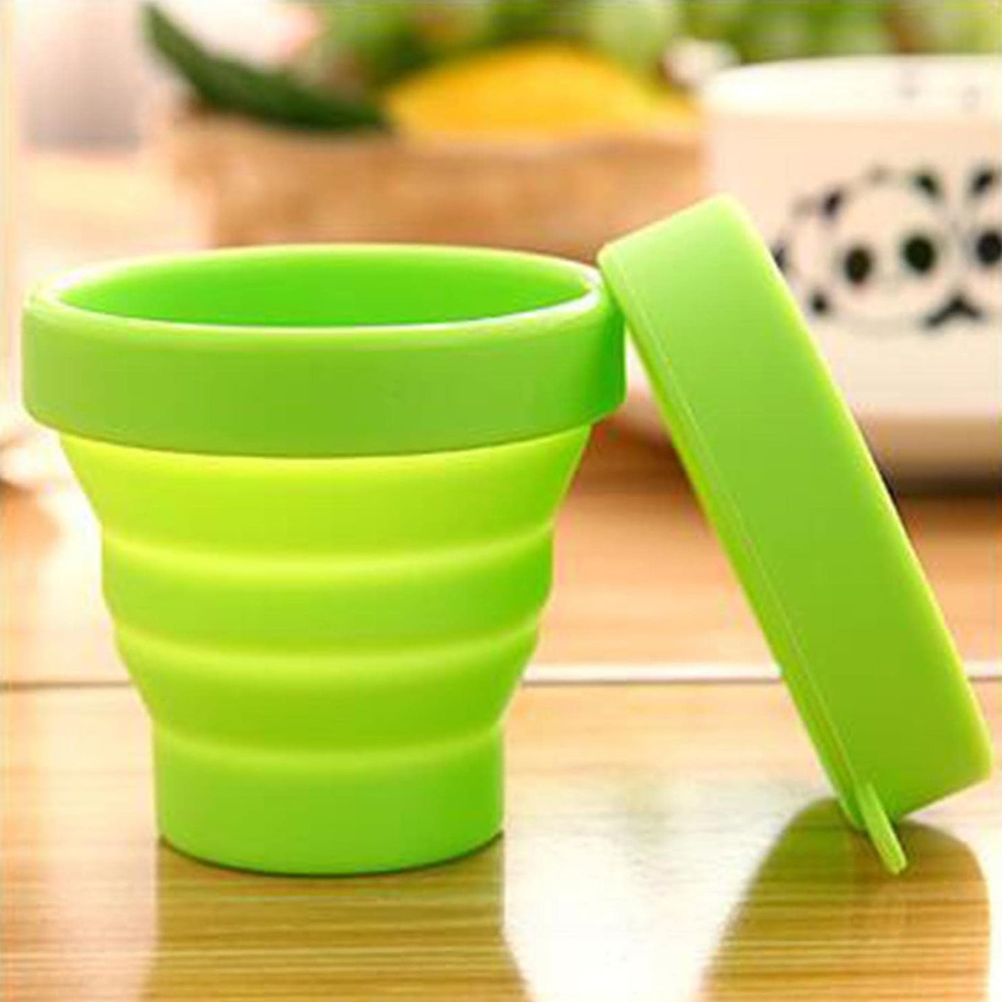 Round Silicone Foldable Glass, Foldable Travel Mug with Lid, Silicone Mug, Camping Cup, Lightweight Travel Drinking Mug, Fancy Stylish Mug for Girls, Boys (1 Pc)