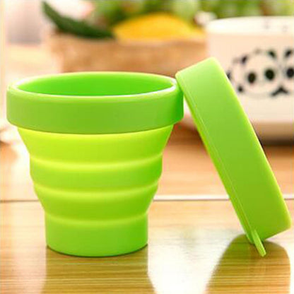 Round Silicone Foldable Glass, Foldable Travel Mug with Lid, Silicone Mug, Camping Cup, Lightweight Travel Drinking Mug, Fancy Stylish Mug for Girls, Boys (1 Pc)