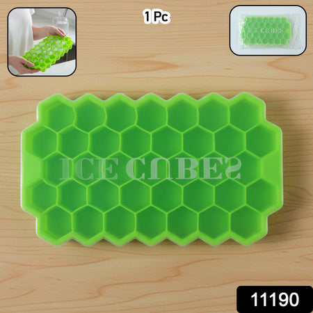 Premium Honeycomb Silicone Ice Cube Tray with Lid, Hexagon Ice Maker Mold for Freezer, Flexible Easy Release Ice Mold for Treats (1 Pc)