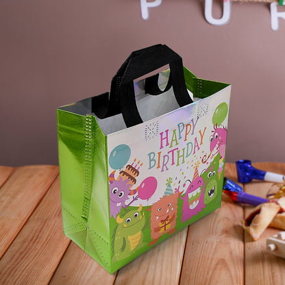 Reusable Birthday Gift Bag for Kids and Adults – Non Woven Party Return Gift Bag with Sturdy Base – 1 Piece Mix Design