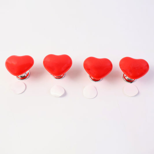 Multipurpose Cabinet Door Handle Drawer Shoes Cabinet Wardrobe Children's Room Cartoon Heart-Shaped Knob Pulls Toilet Press Button Toilet Flush Button Helper for Home Bathroom | Yellow (4 Pc)