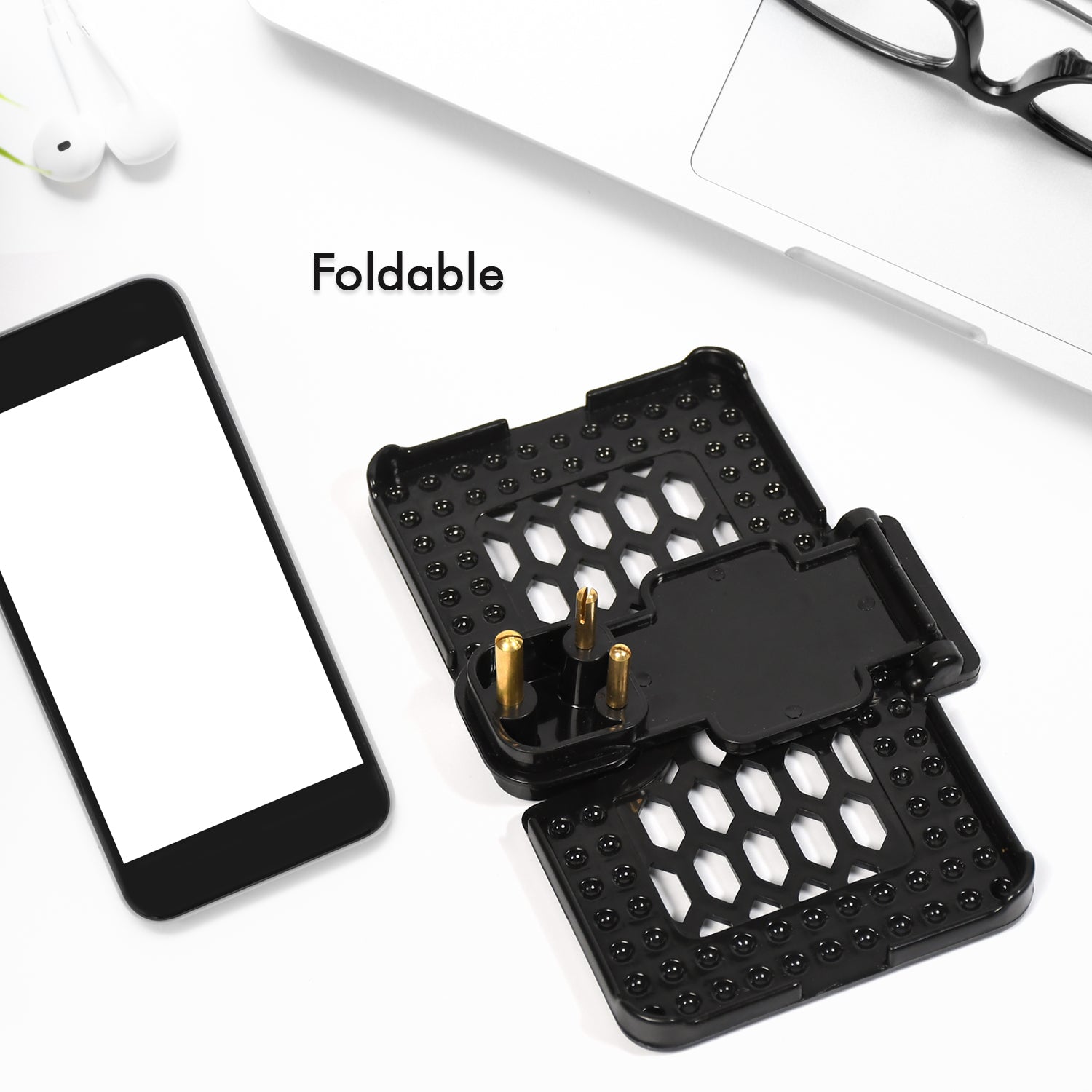 6496b Multi-purpose Wall Holder Stand For Charging Mobile Just Fit In Socket And Hang ( Black )