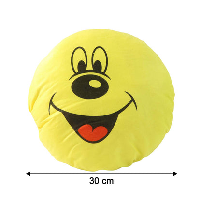 Cute Round Smiley Face Soft Pillow Cushion Plush Decorative Kids Cushion for Bedroom Playroom and Living Room Comfort 30x30 cm (1 Pc)