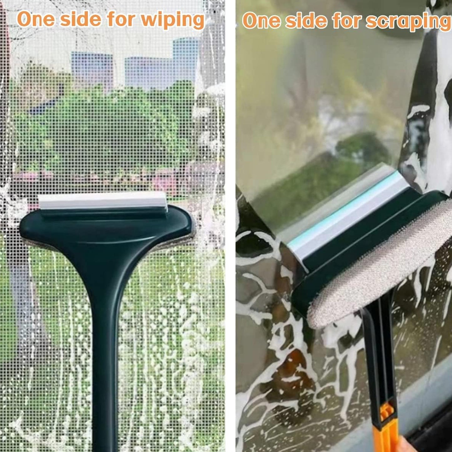 2 in 1 Window Mesh Cleaning Brush and Wiper with Extended Handle – Multi-Purpose Screen, Glass and Groove Cleaner