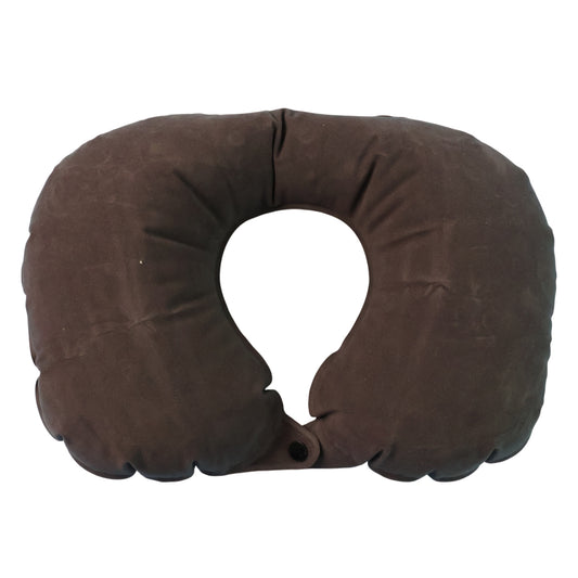 Inflatable U-shaped Travel Neck Pillow (1 Pc) Soft Flocked Surface | Front Snap Closure | Compact Air Cushion for Flight, Car & Office Naps