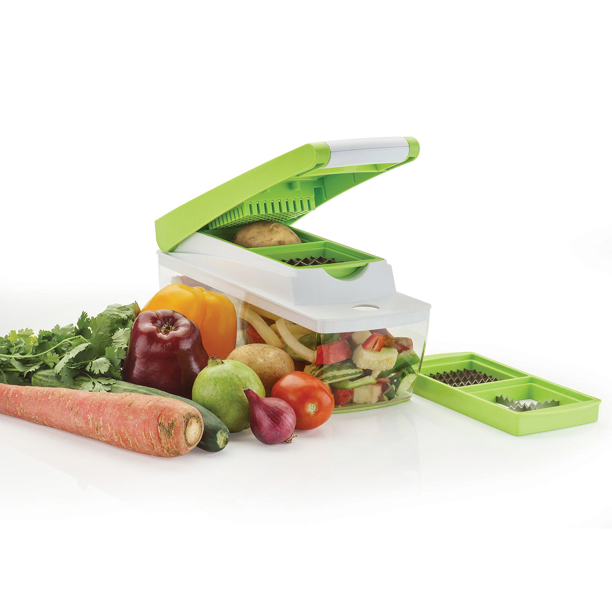 House of Sensation Snowpearl 14-in-1 Quick Dicer with Stainless Steel Blades for Vegetable and Fruit Chopping