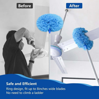 Premium 83.5 cm Extendable Round Cleaning Duster with Extra-Soft Microfiber Head – Long Handle Dust Cleaner for Fans, Ceilings, Corners, Lights, Shelves, High Areas & Home/Office Dusting (1 Pc)